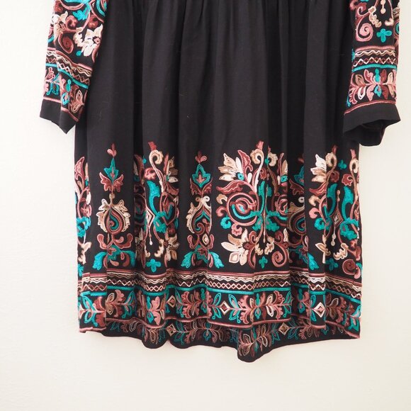 Anthropologie Floreat Black Embroidered Avery Dress sz L - Picture 7 of 10